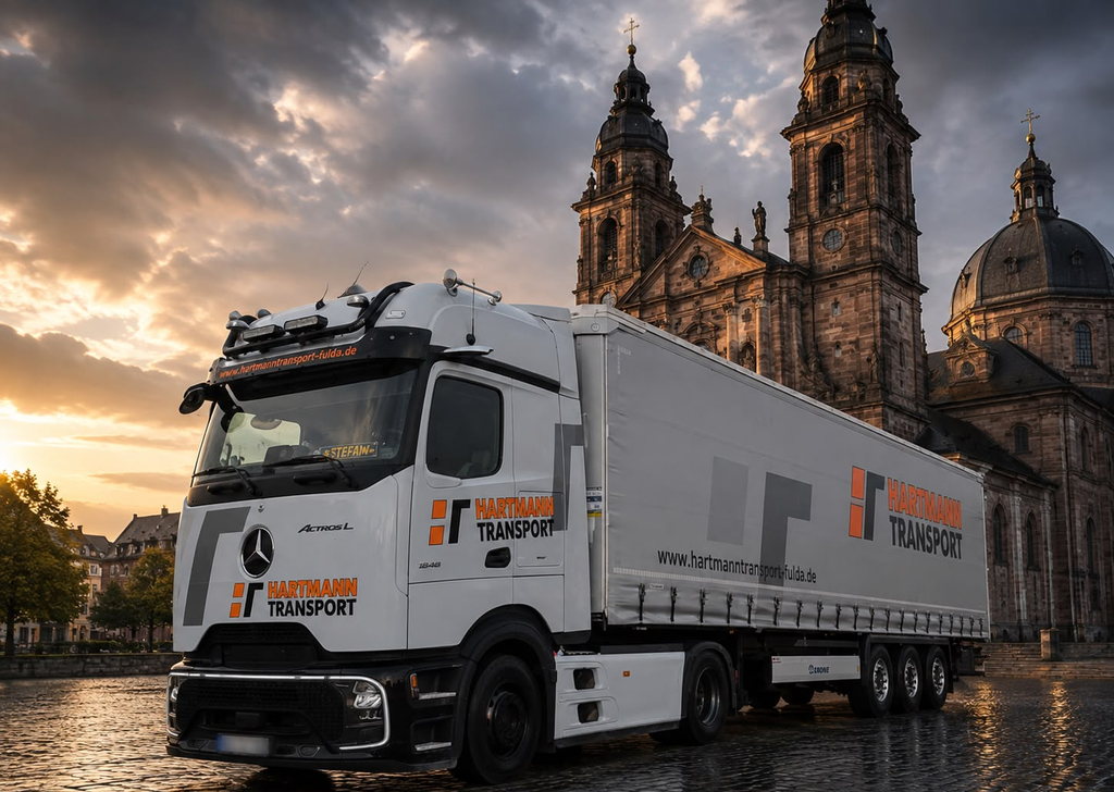 Sattelzug von Hartmann Transport vor dem Fuldaer Dom